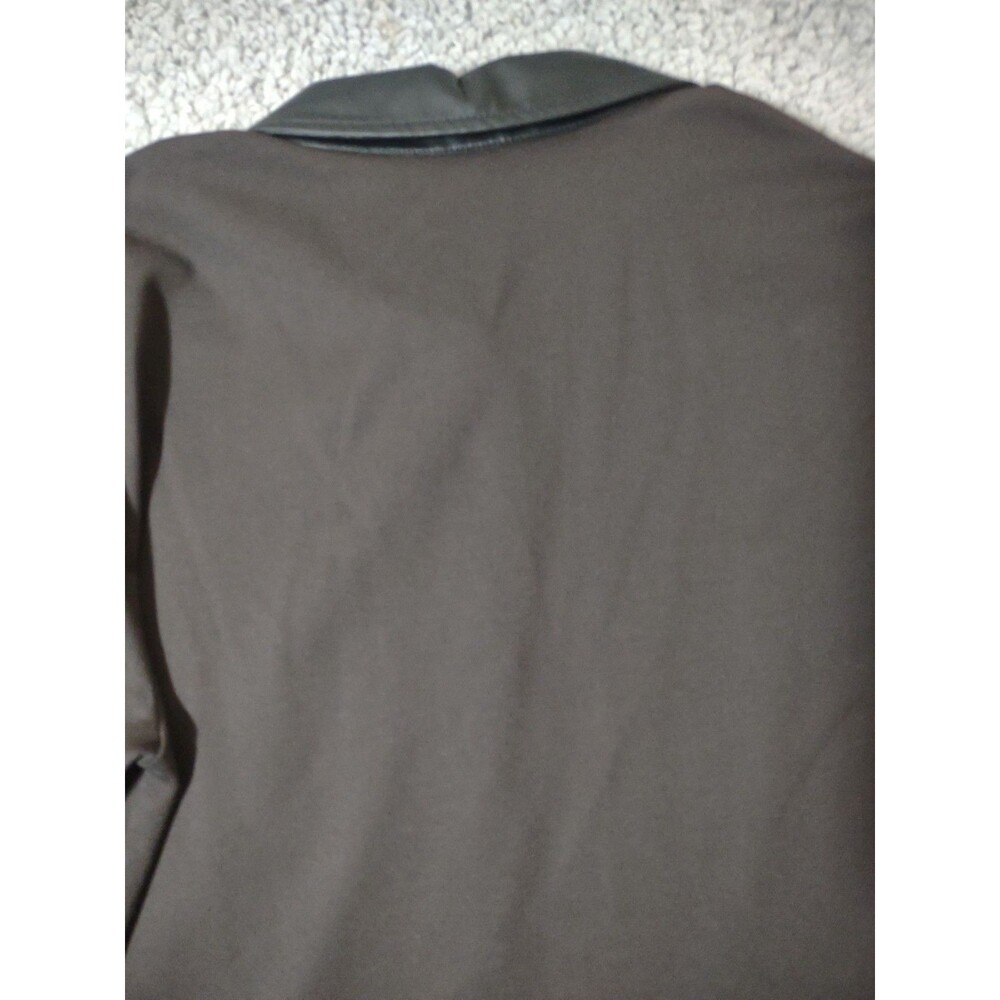 J McLaughlin Nadine Top Sz M Brown Faux Leather Collar Contemporary Stretch - Picture 12 of 16